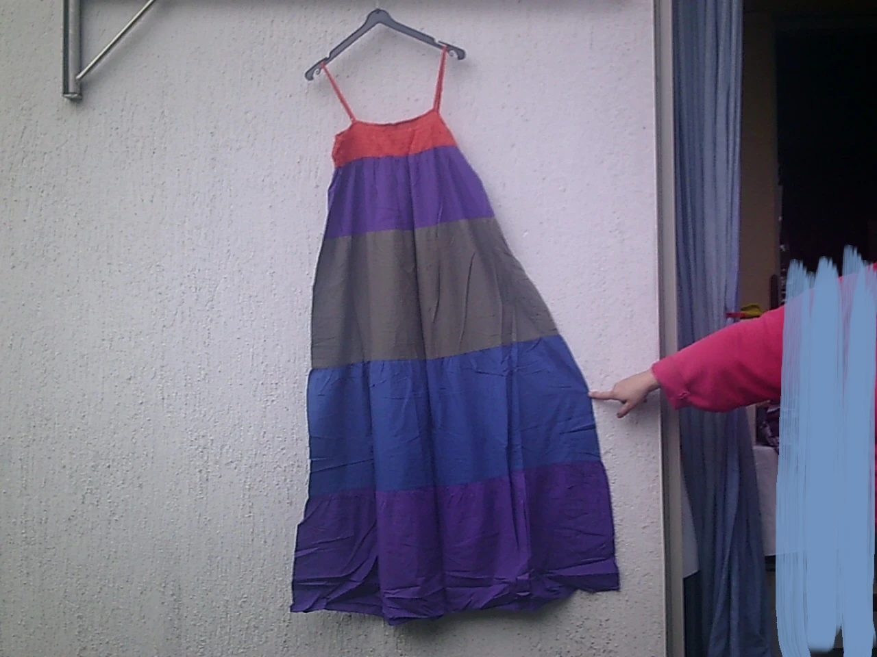 Long dress with flared bottom, 5 panels/multi-colored bands, 5 colors, size T.L tag – photo 12
